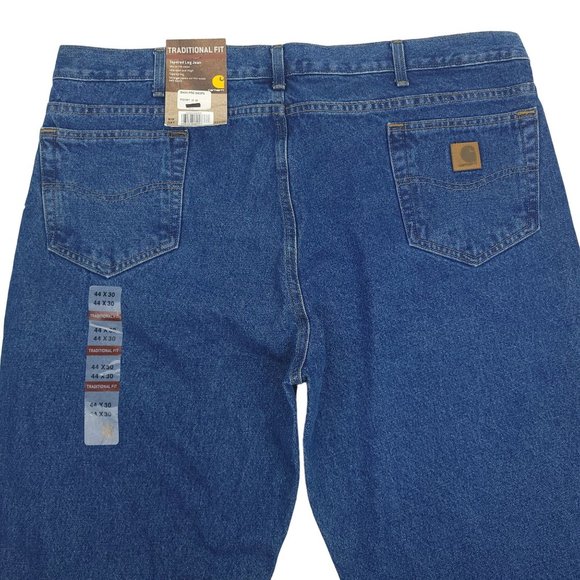 Carhartt Jeans NEW Men 44x30 Traditional Fit Tapered Leg Dark Wash Denim Work - Picture 8 of 12
